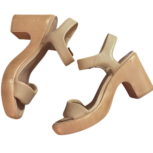 Vince Noelle Leather Platform Sandals Ankle Strap Quiet Luxury Size 8.5 EUC - Picture 2 of 10